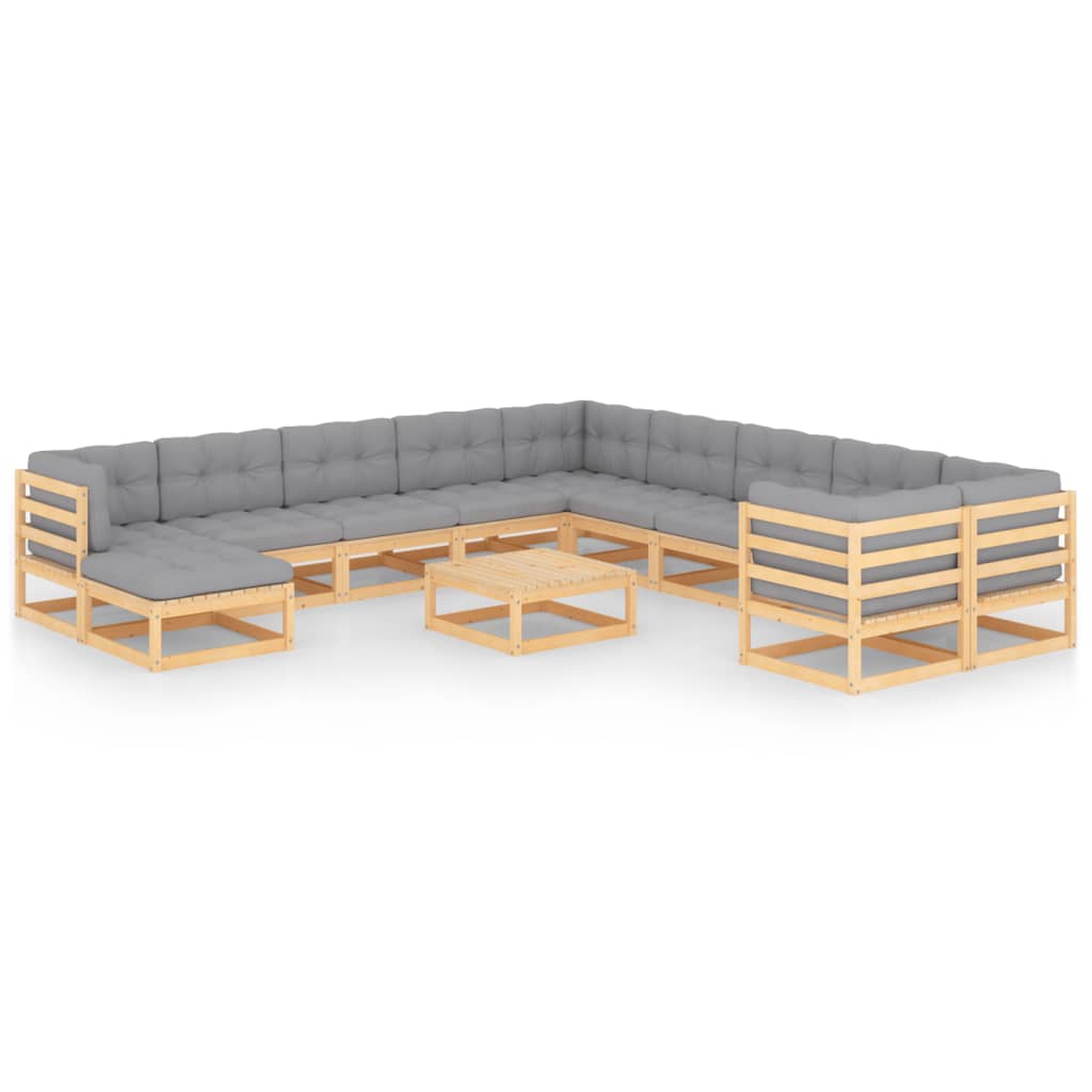vidaXL 12-tlg. Garten-Lounge-Set Massivholz Kiefer