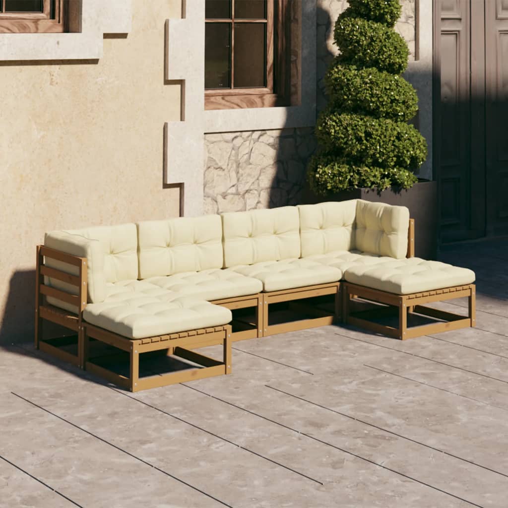 vidaXL 6-tlg. Garten-Lounge-Set Massivholz Kiefer