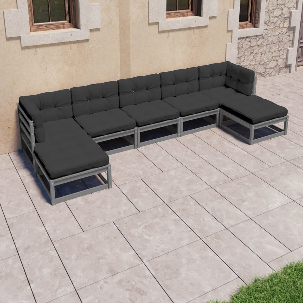 vidaXL 7-tlg. Garten-Lounge-Set Massivholz Kiefer