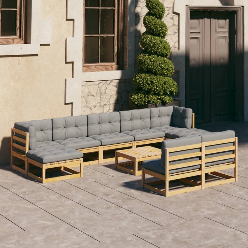 vidaXL 10-tlg. Garten-Lounge-Set Massivholz Kiefer