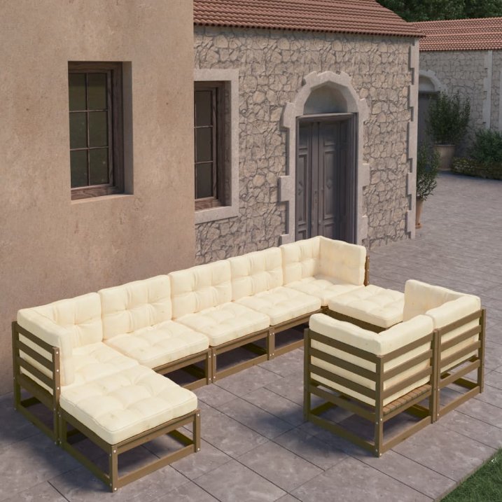 vidaXL 9-tlg. Garten-Lounge-Set Massivholz Kiefer