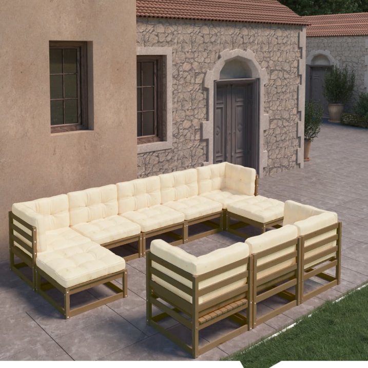 vidaXL 10-tlg. Garten-Lounge-Set Massivholz Kiefer