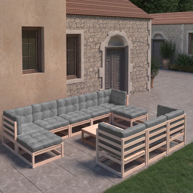 vidaXL 11-tlg. Garten-Lounge-Set Massivholz Kiefer