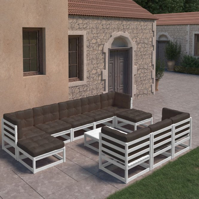 vidaXL 11-tlg. Garten-Lounge-Set Massivholz Kiefer