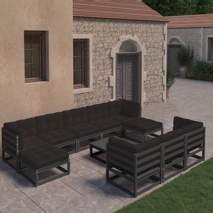 vidaXL 11-tlg. Garten-Lounge-Set Massivholz Kiefer