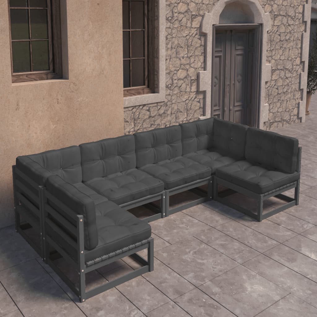 vidaXL 6-tlg. Garten-Lounge-Set Massivholz Kiefer