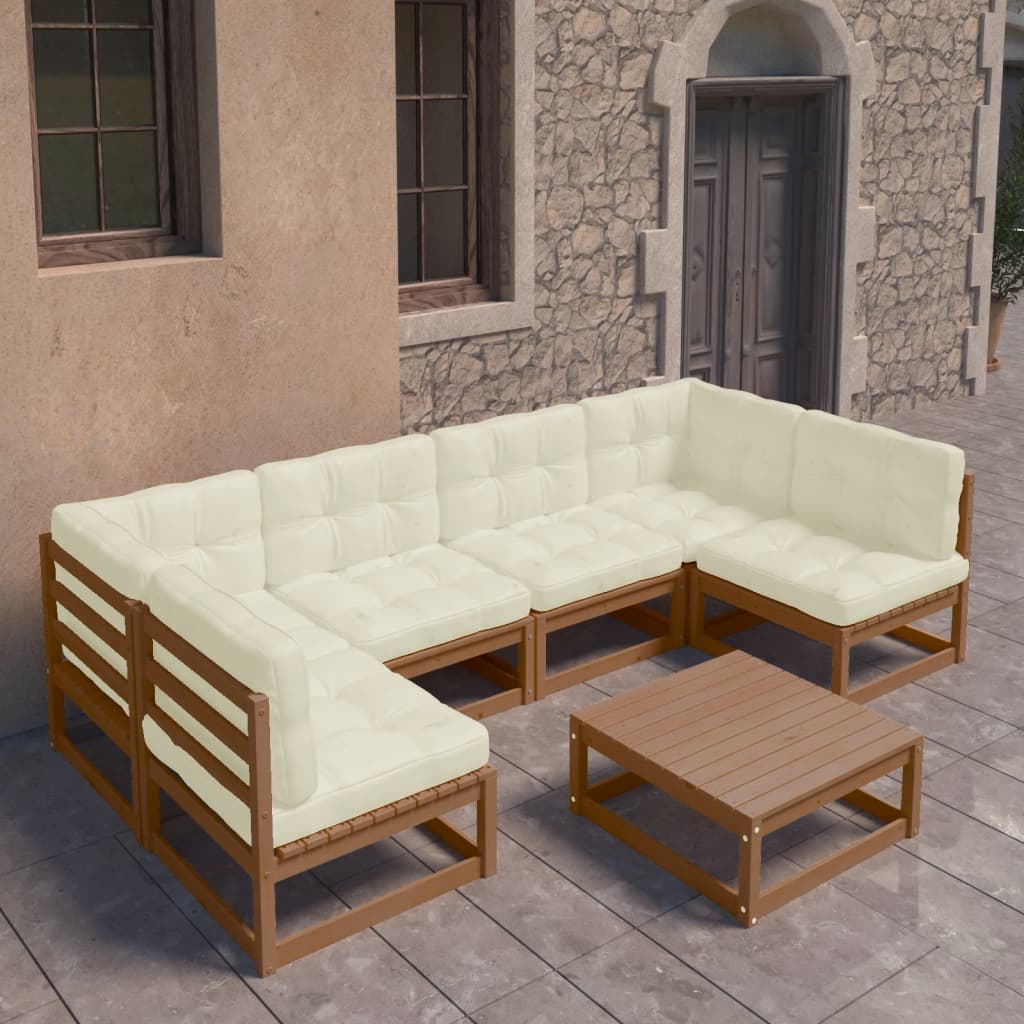 vidaXL 7-tlg. Garten-Lounge-Set Massivholz Kiefer