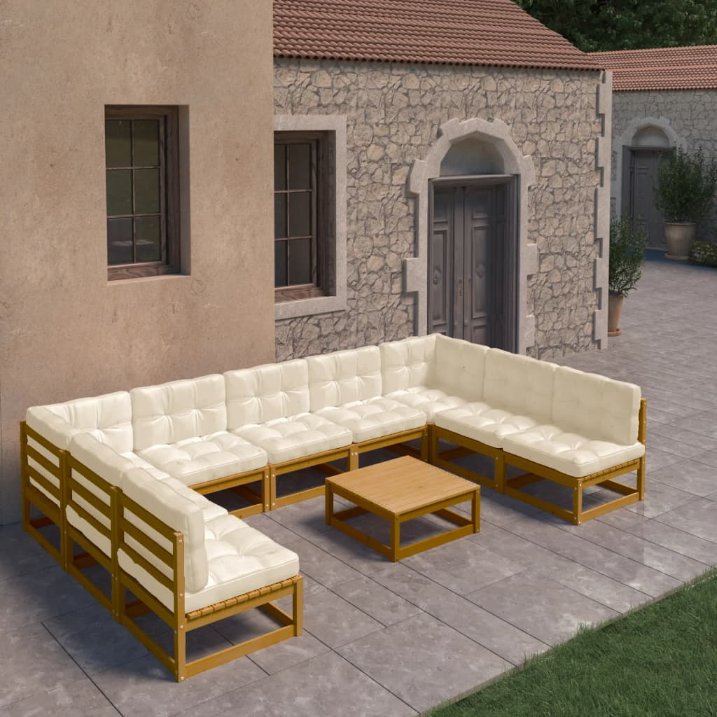 vidaXL 10-tlg. Garten-Lounge-Set Massivholz Kiefer