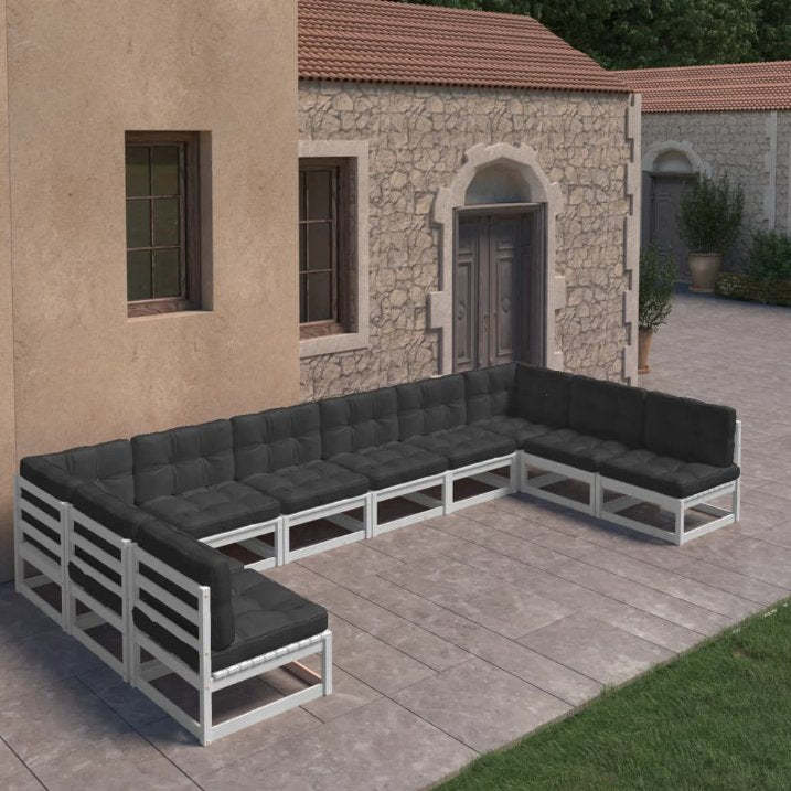 vidaXL 10-tlg. Garten-Lounge-Set Massivholz Kiefer