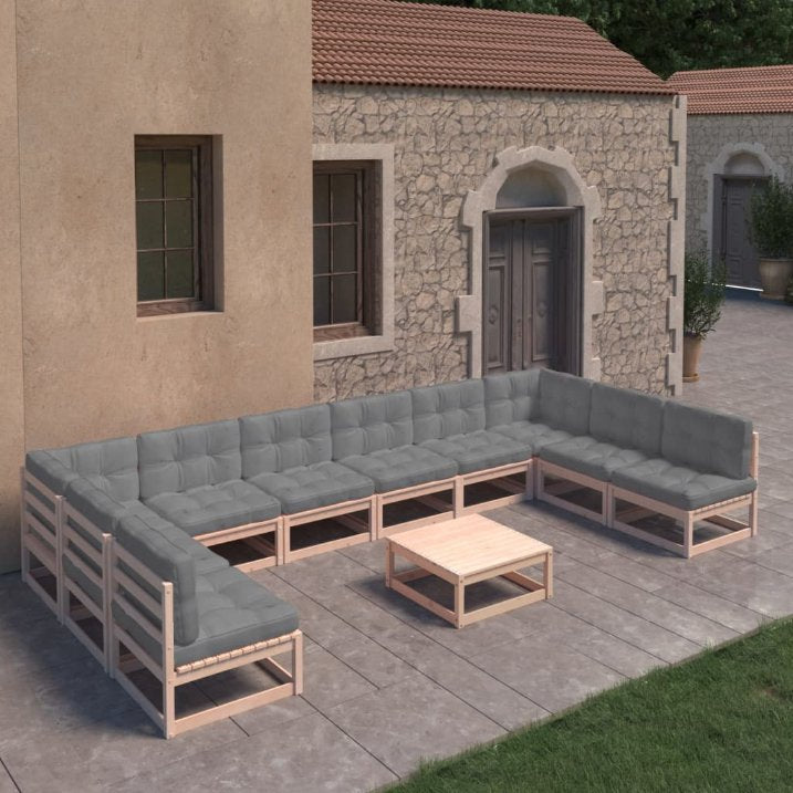 vidaXL 11-tlg. Garten-Lounge-Set Massivholz Kiefer