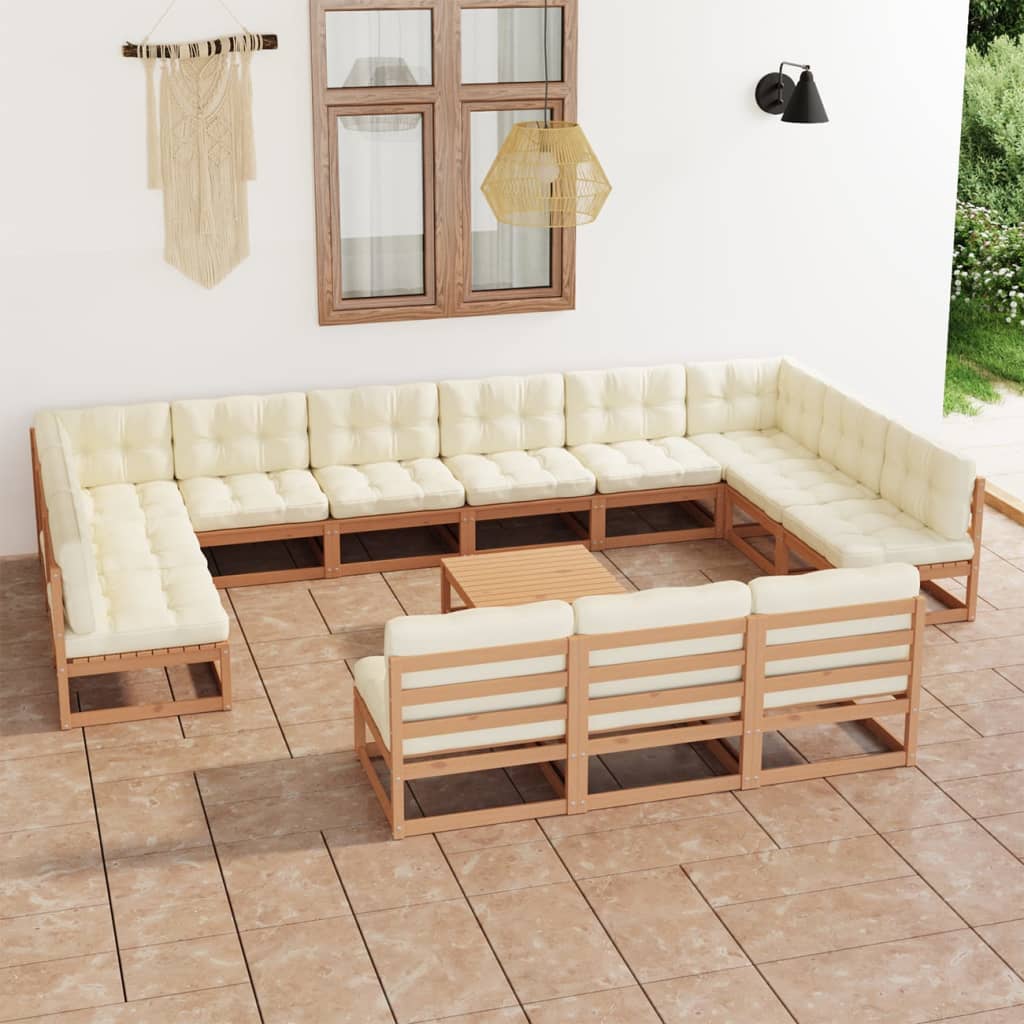 vidaXL 14-tlg. Garten-Lounge-Set Massivholz Kiefer