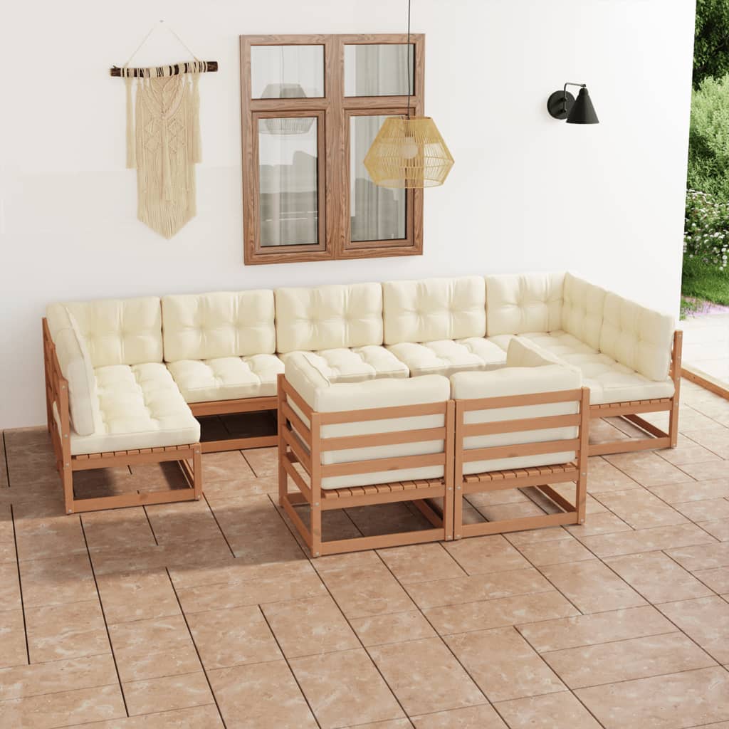vidaXL 9-tlg. Garten-Lounge-Set Massivholz Kiefer