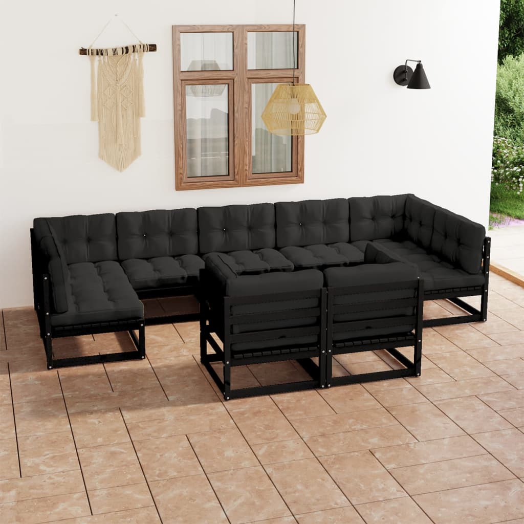 vidaXL 9-tlg. Garten-Lounge-Set Massivholz Kiefer