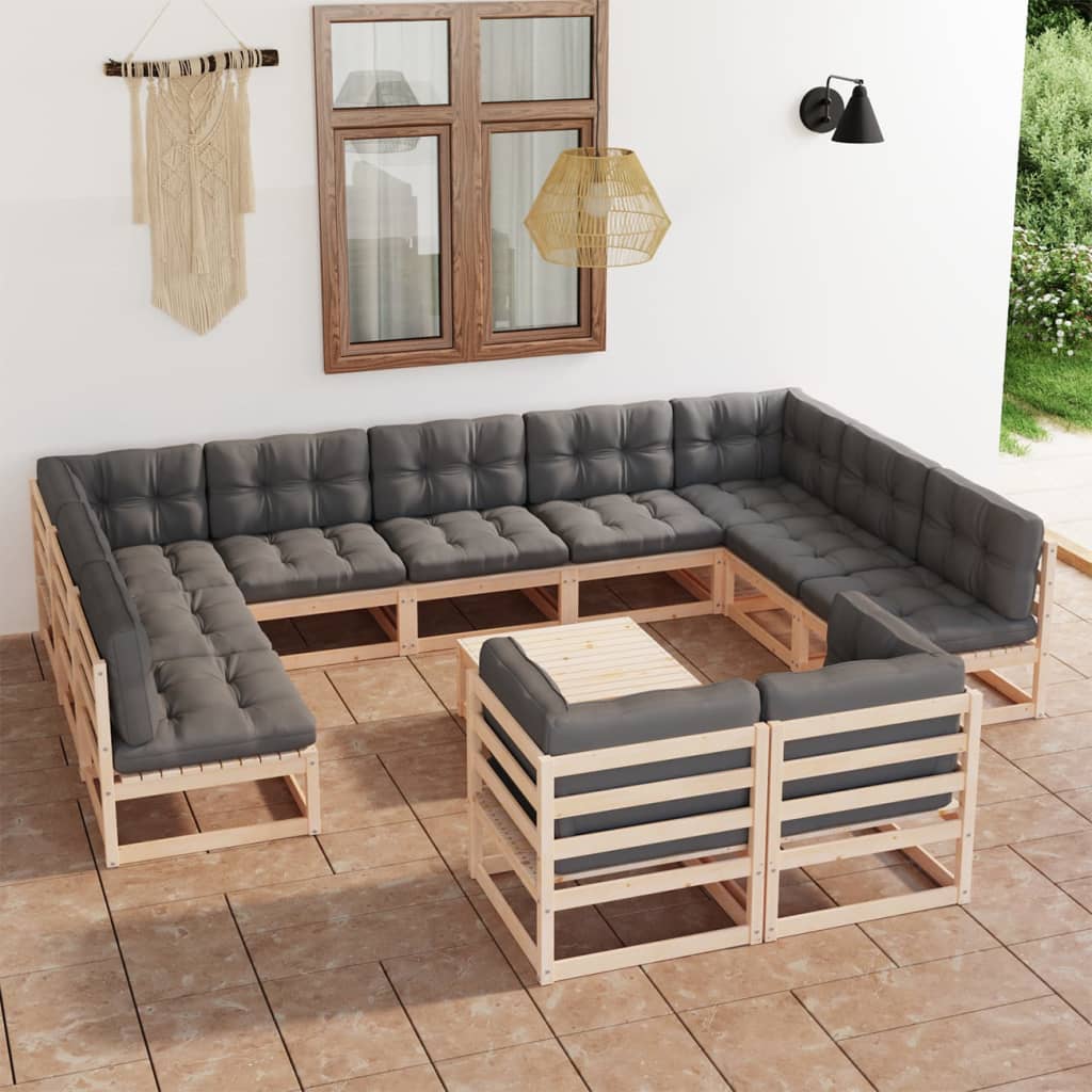 vidaXL 12-tlg. Garten-Lounge-Set Massivholz Kiefer