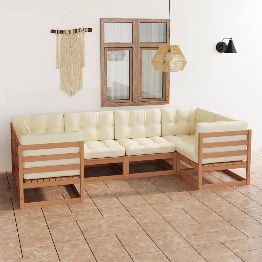 vidaXL 6-tlg. Garten-Lounge-Set Massivholz Kiefer