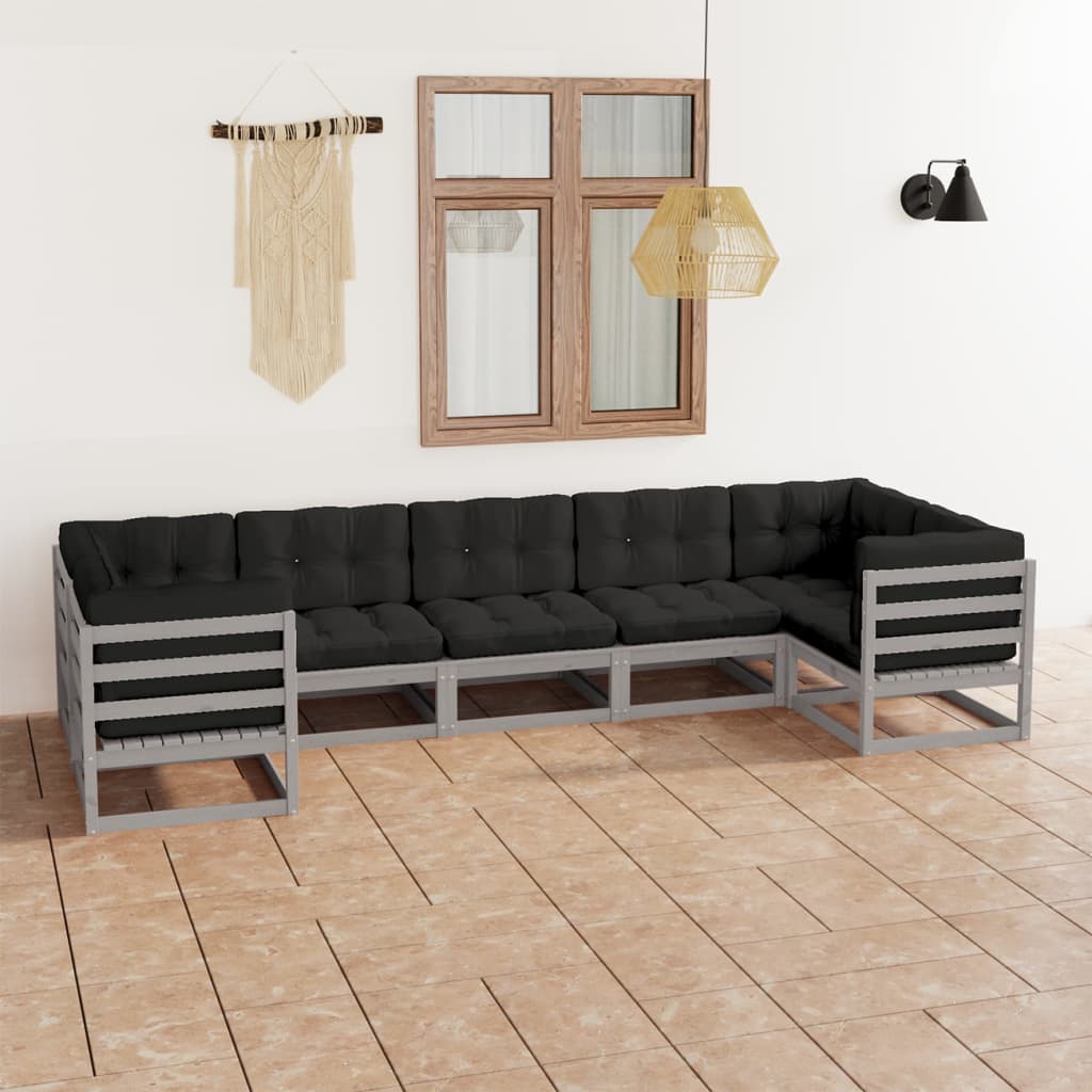 vidaXL 7-tlg. Garten-Lounge-Set Massivholz Kiefer