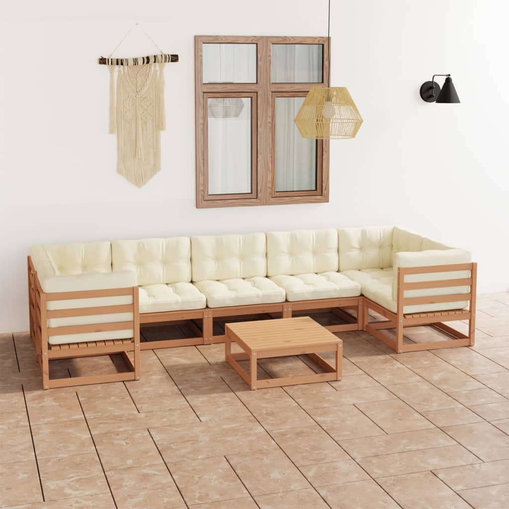 vidaXL 8-tlg. Garten-Lounge-Set Massivholz Kiefer
