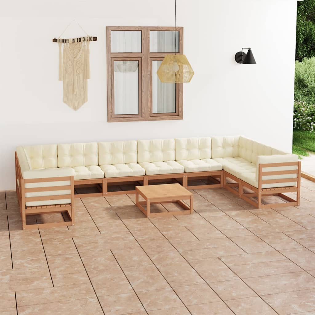 vidaXL 11-tlg. Garten-Lounge-Set Massivholz Kiefer