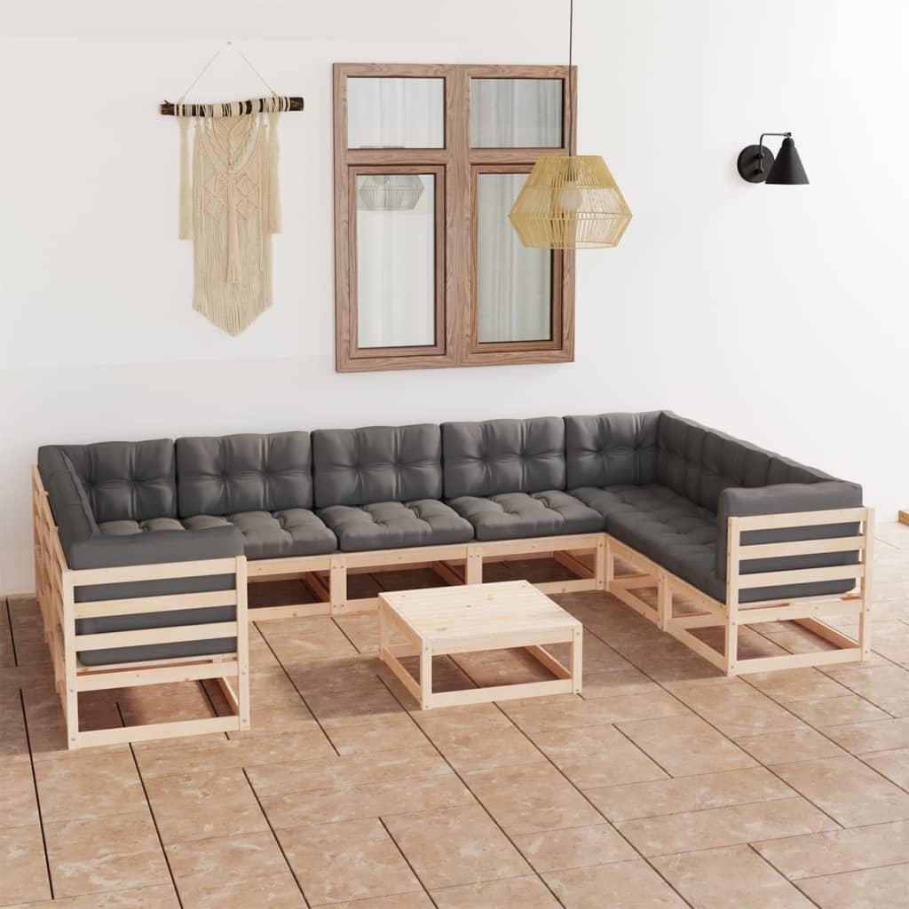 vidaXL 10-tlg. Garten-Lounge-Set Massivholz Kiefer