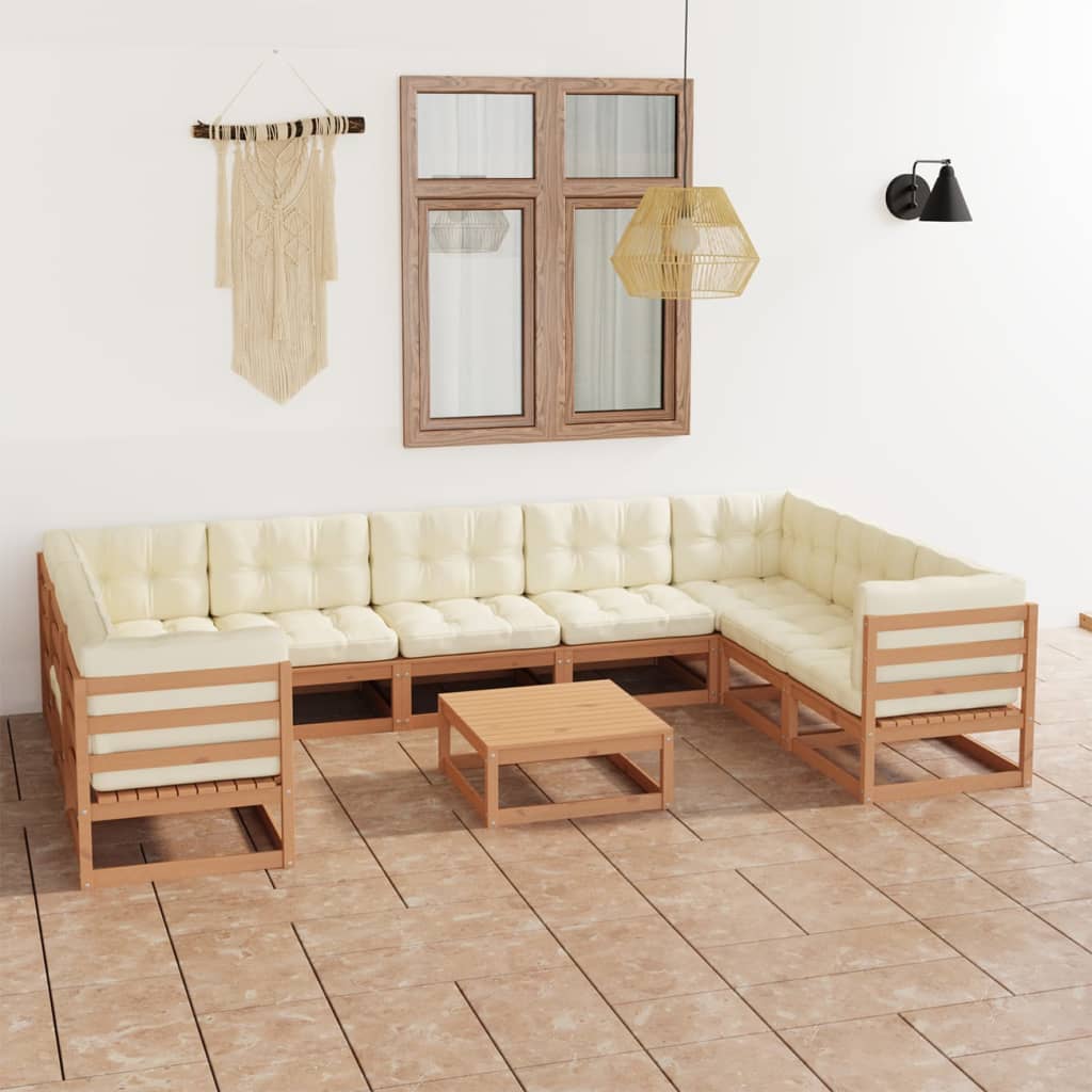 vidaXL 10-tlg. Garten-Lounge-Set Massivholz Kiefer
