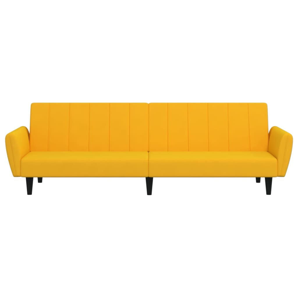 vidaXL Schlafsofa 2-Sitzer mit Hocker Gelb Samt