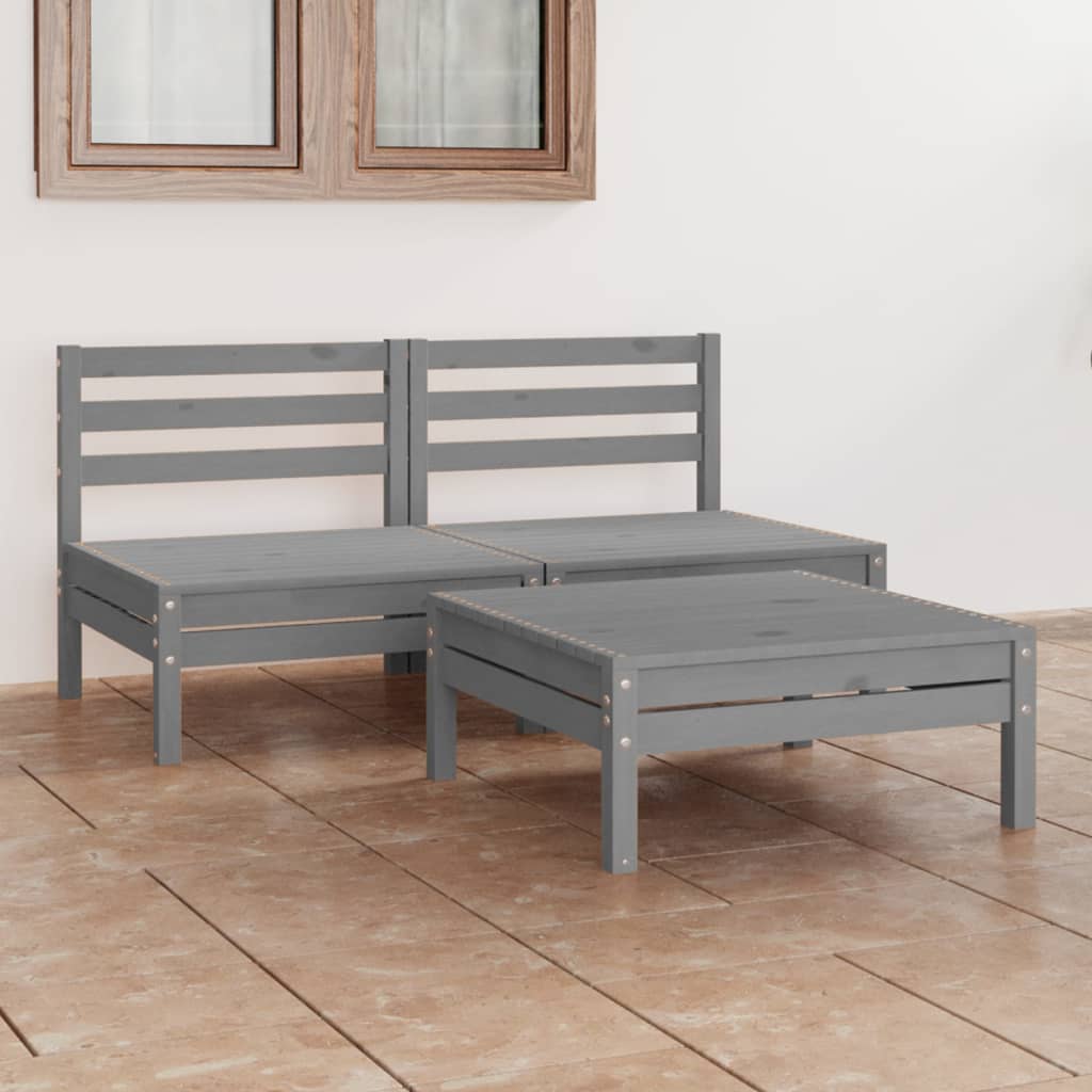 vidaXL 3-tlg. Garten-Lounge-Set Massivholz Kiefer