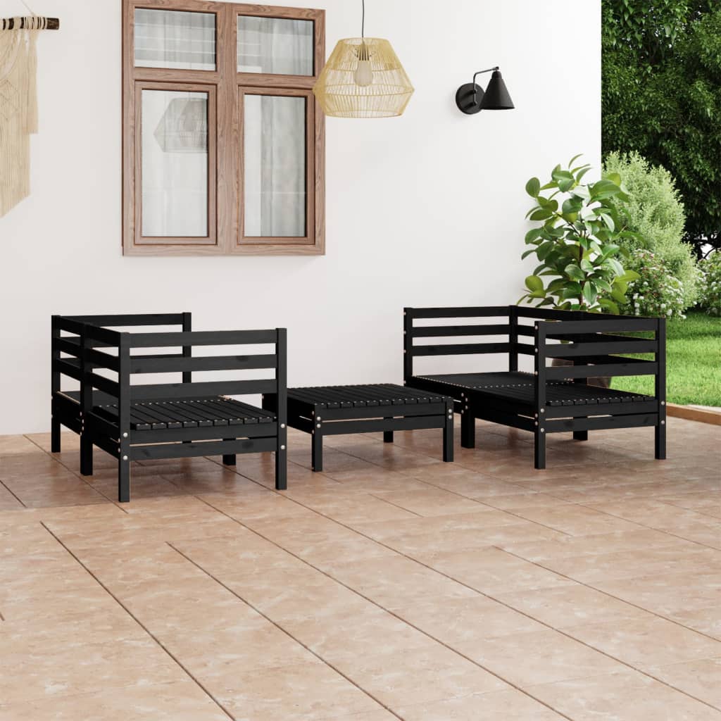 vidaXL 5-tlg. Garten-Lounge-Set Weiß Kiefer Massivholz