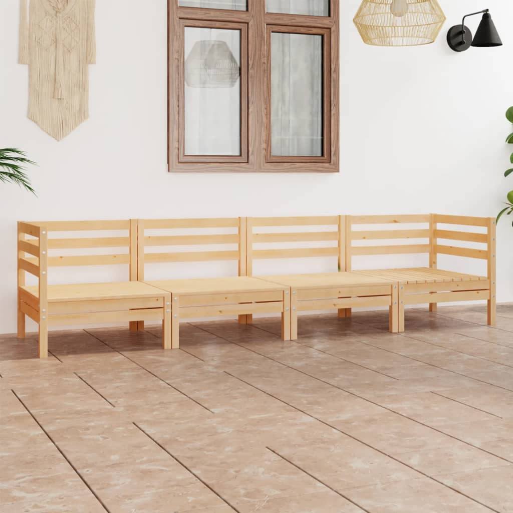 vidaXL 4-tlg. Garten-Lounge-Set Kiefer Massivholz