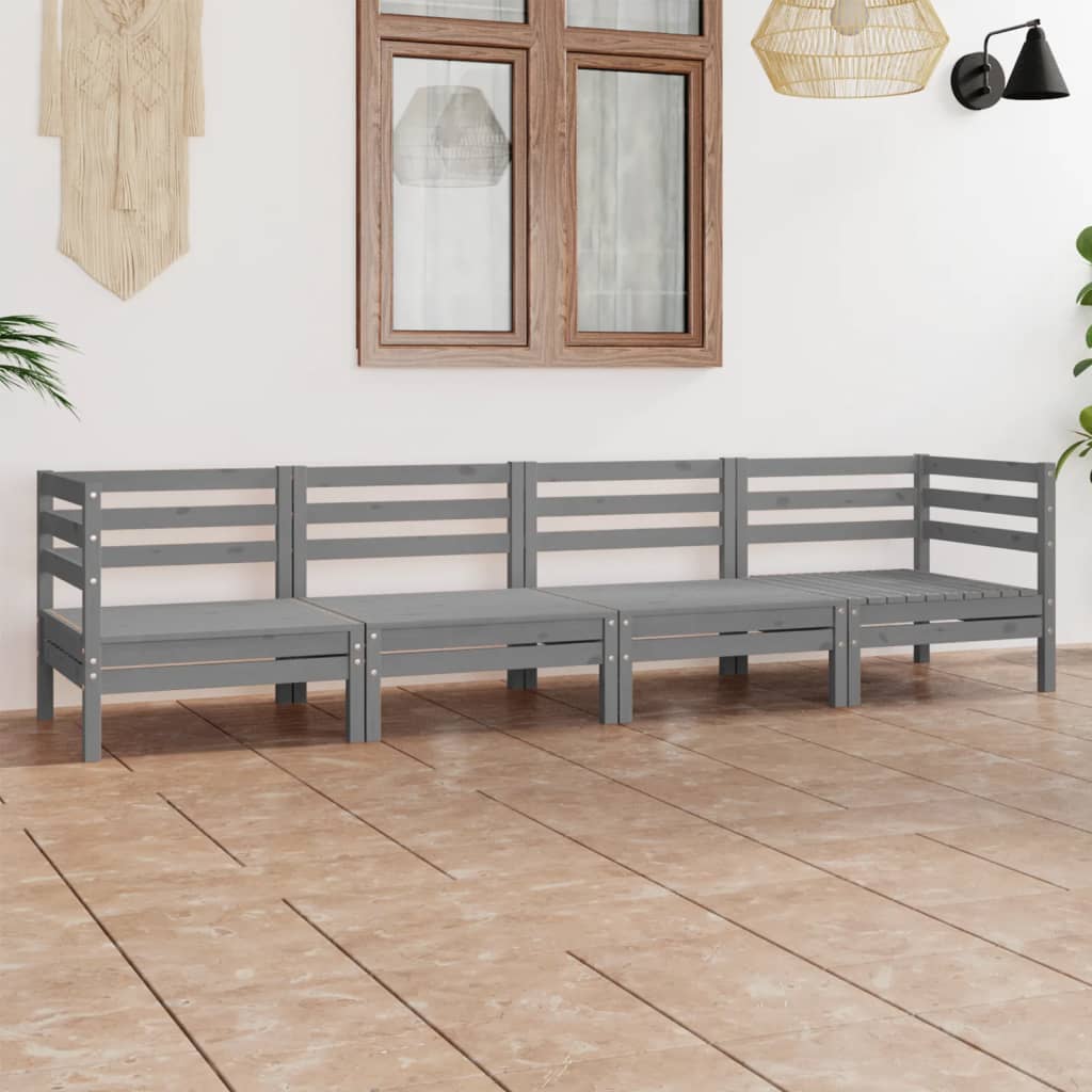 vidaXL 4-tlg. Garten-Lounge-Set Kiefer Massivholz