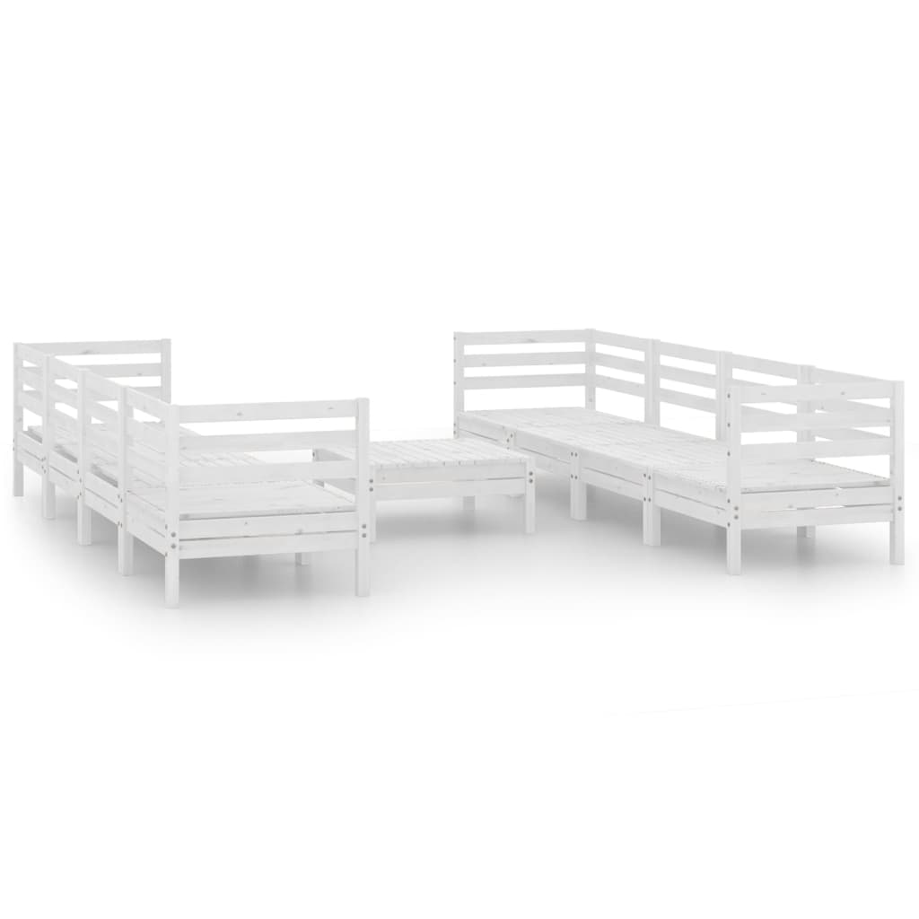 vidaXL 9-tlg. Garten-Lounge-Set Weiß Massivholz Kiefer