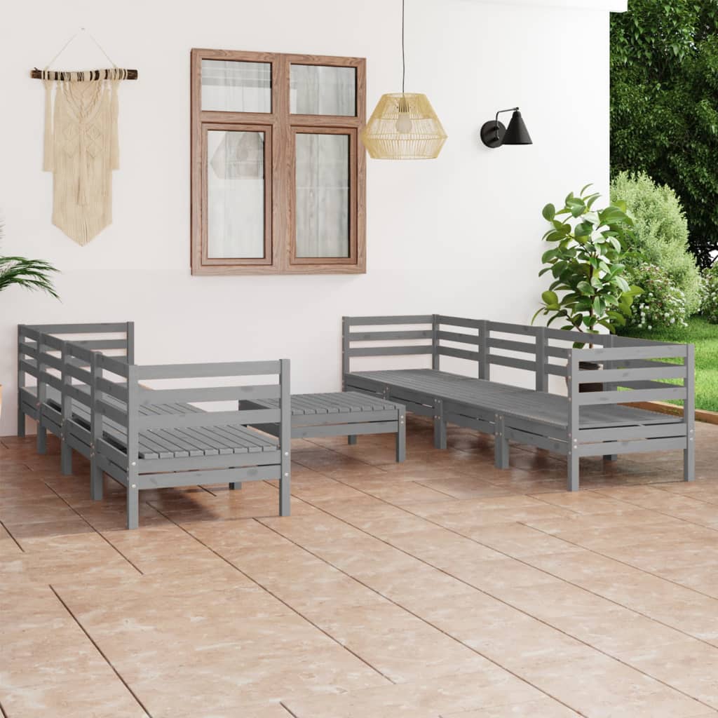 vidaXL 9-tlg. Garten-Lounge-Set Weiß Massivholz Kiefer