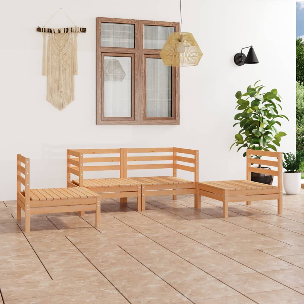 vidaXL 4-tlg. Garten-Lounge-Set Kiefer Massivholz