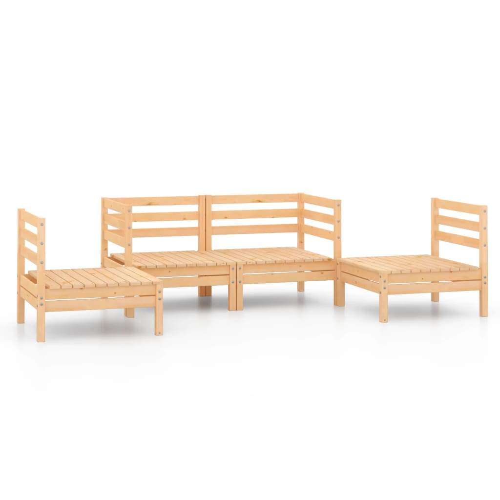 vidaXL 4-tlg. Garten-Lounge-Set Kiefer Massivholz