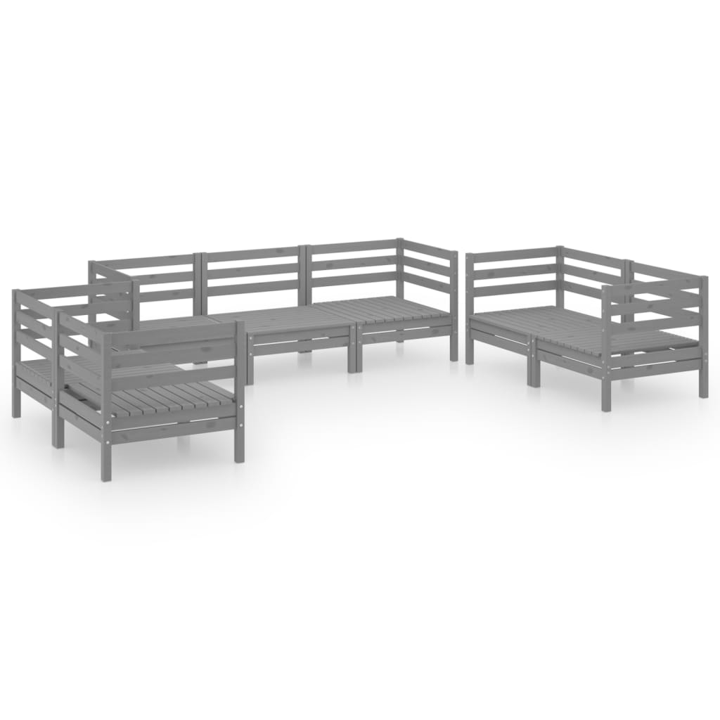 vidaXL 7-tlg. Garten-Lounge-Set Grau Massivholz Kiefer