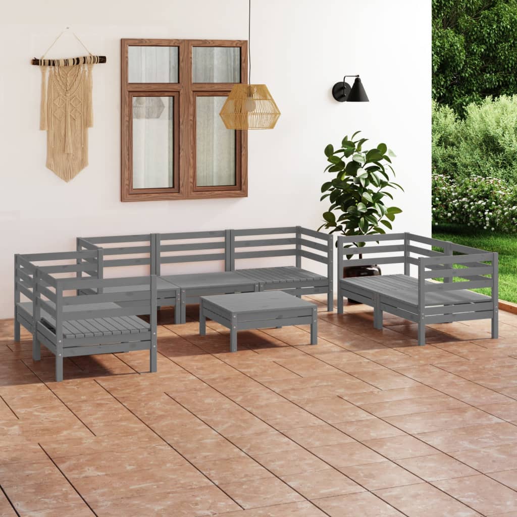 vidaXL 8-tlg. Garten-Lounge-Set Massivholz Kiefer