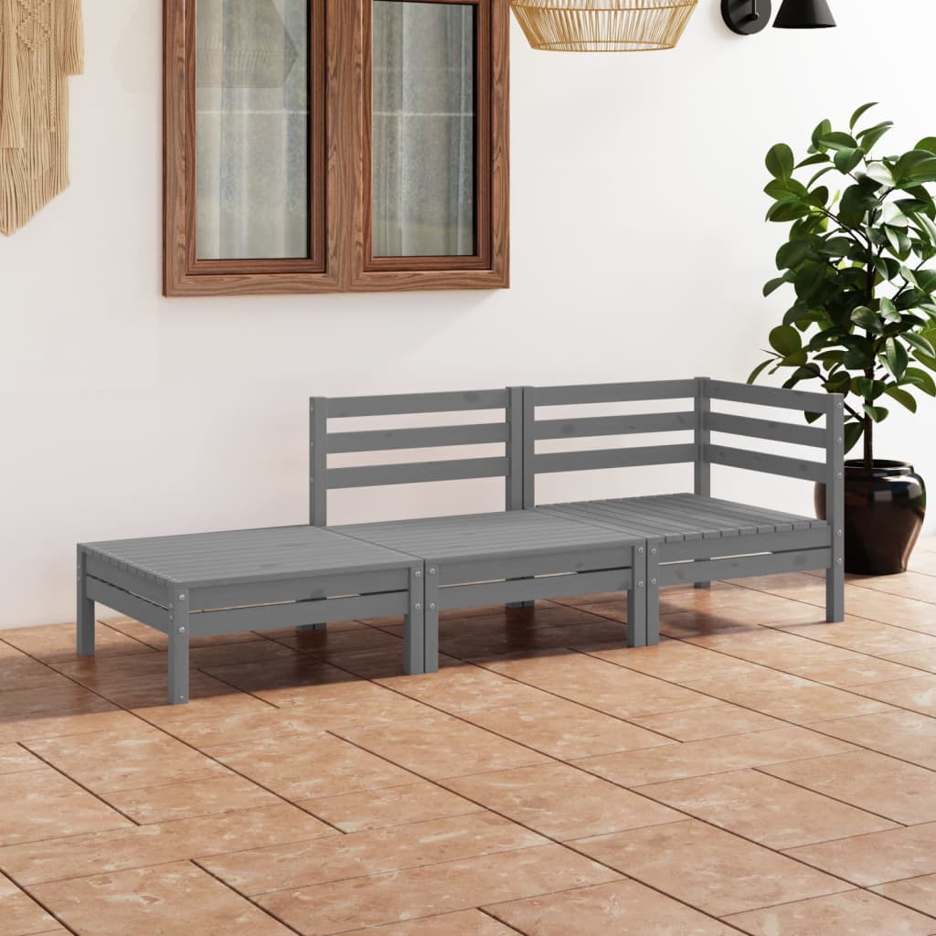 vidaXL 3-tlg. Garten-Lounge-Set Massivholz Kiefer