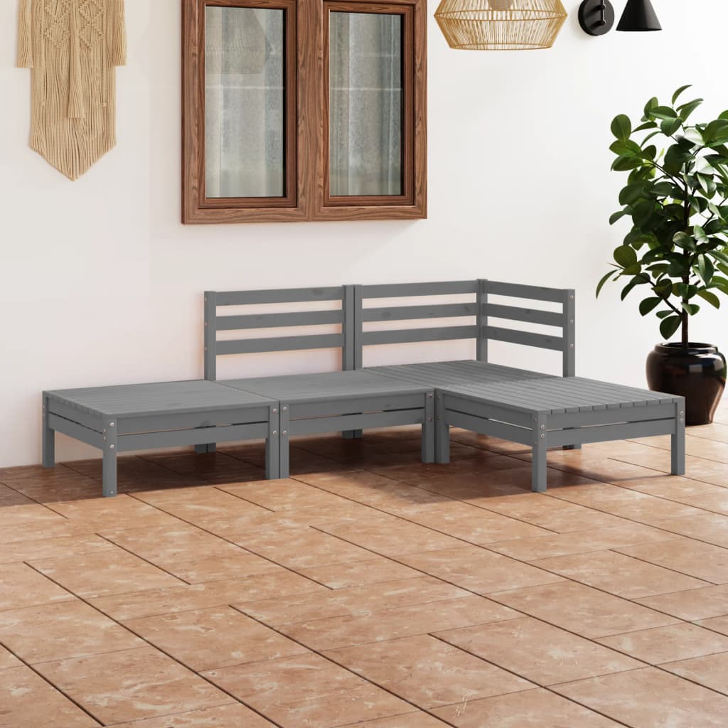vidaXL 4-tlg. Garten-Lounge-Set Massivholz Kiefer