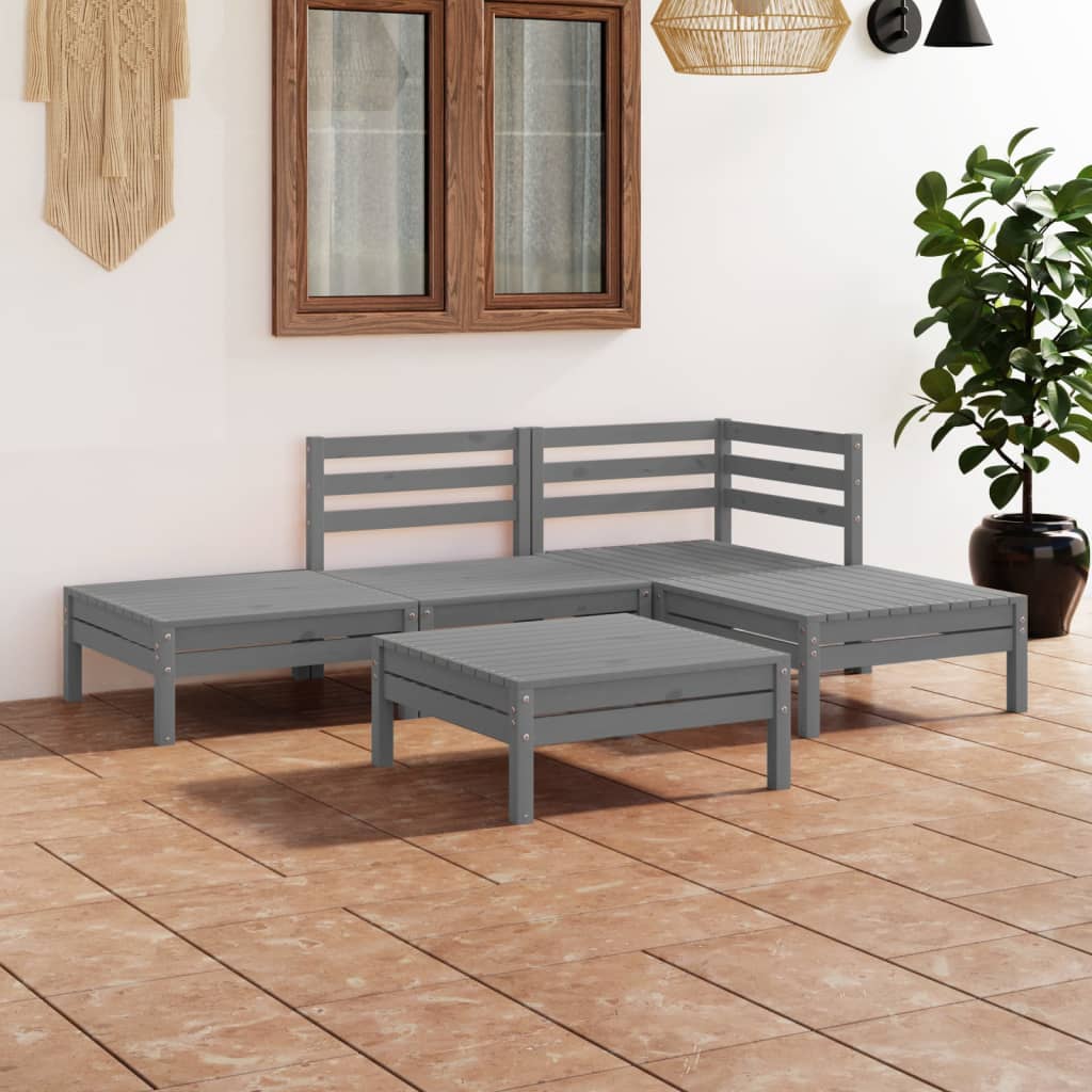 vidaXL 5-tlg. Garten-Lounge-Set Massivholz Kiefer
