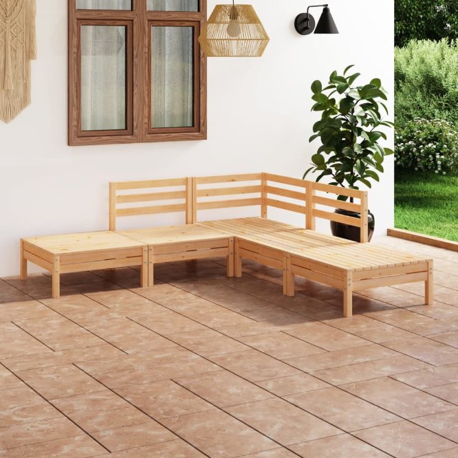 vidaXL 5-tlg. Garten-Lounge-Set Massivholz Kiefer