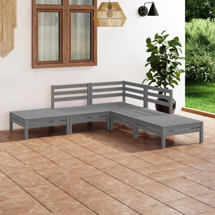 vidaXL 5-tlg. Garten-Lounge-Set Massivholz Kiefer