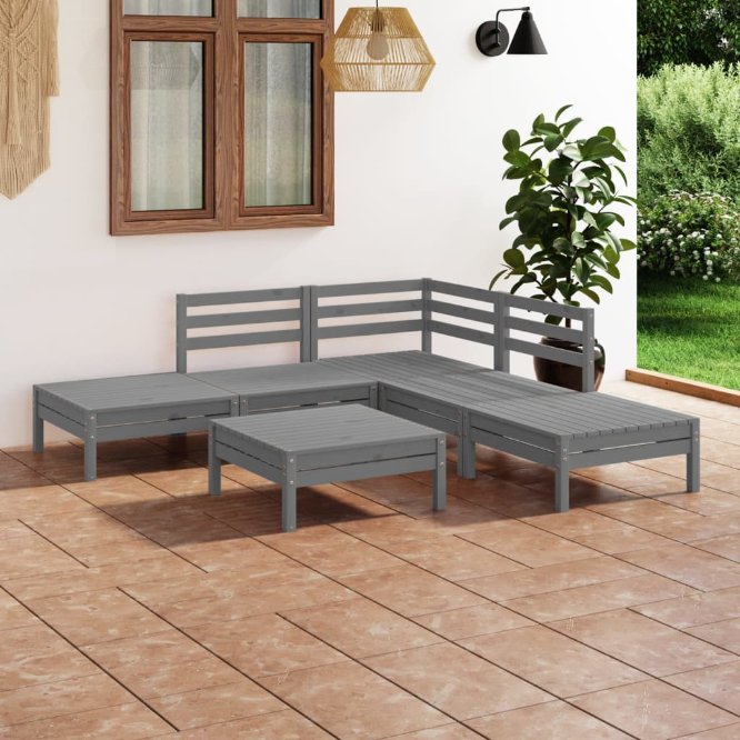vidaXL 6-tlg. Garten-Lounge-Set Massivholz Kiefer