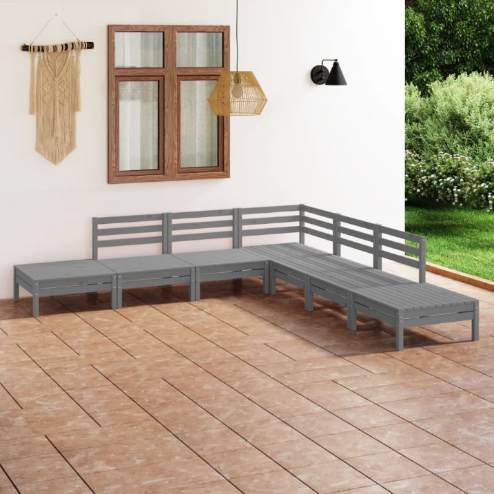 vidaXL 7-tlg. Garten-Lounge-Set Massivholz Kiefer
