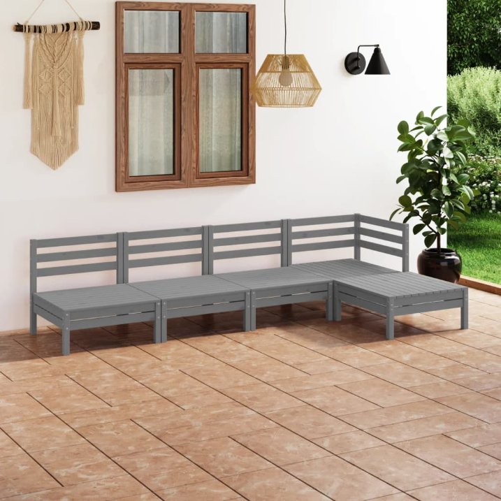vidaXL 5-tlg. Garten-Lounge-Set Massivholz Kiefer