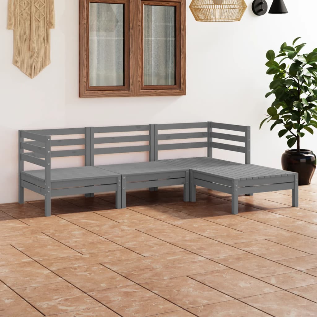 vidaXL 4-tlg. Garten-Lounge-Set Massivholz Kiefer