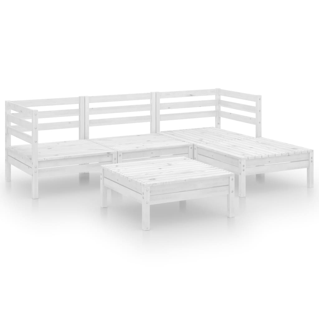 vidaXL 5-tlg. Garten-Lounge-Set Massivholz Kiefer Weiß