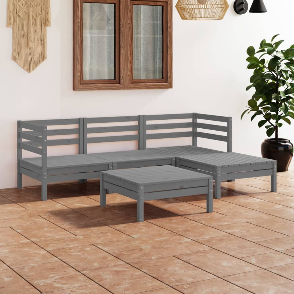 vidaXL 5-tlg. Garten-Lounge-Set Massivholz Kiefer Weiß
