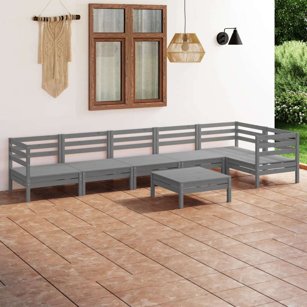 vidaXL 7-tlg. Garten-Lounge-Set Massivholz Kiefer Weiß