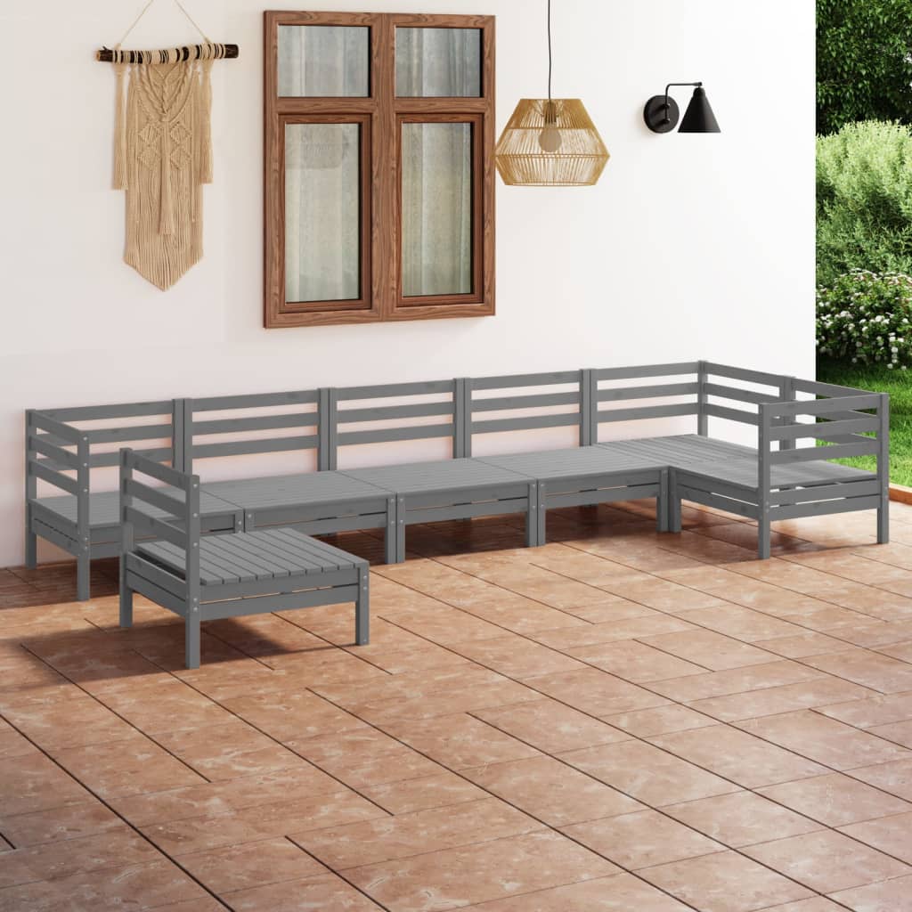 vidaXL 7-tlg. Garten-Lounge-Set Massivholz Kiefer