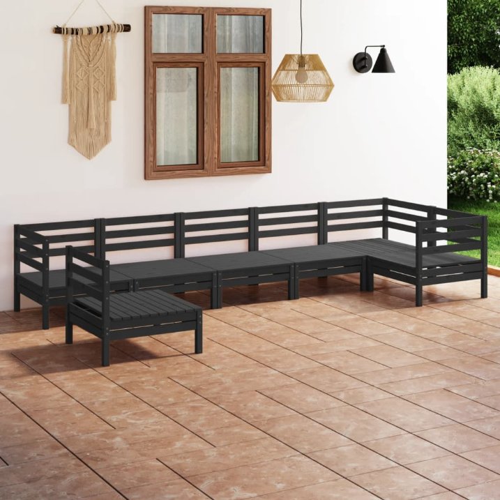 vidaXL 7-tlg. Garten-Lounge-Set Massivholz Kiefer