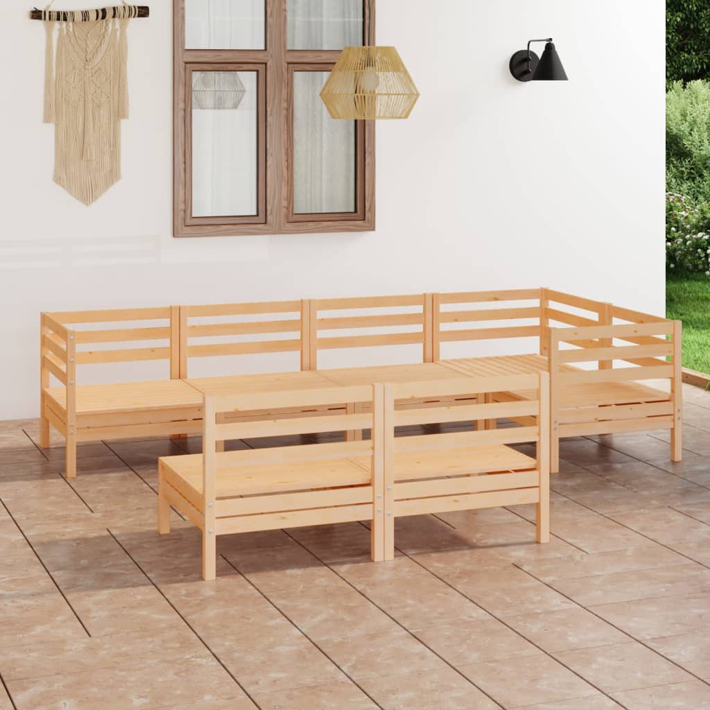 vidaXL 7-tlg. Garten-Lounge-Set Massivholz Kiefer